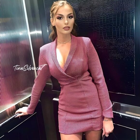 BLOGGER'S FAVE! Zara Blazer Mini Dress Pink Black Sz XS, S, M, L NWT - Picture 2 of 14